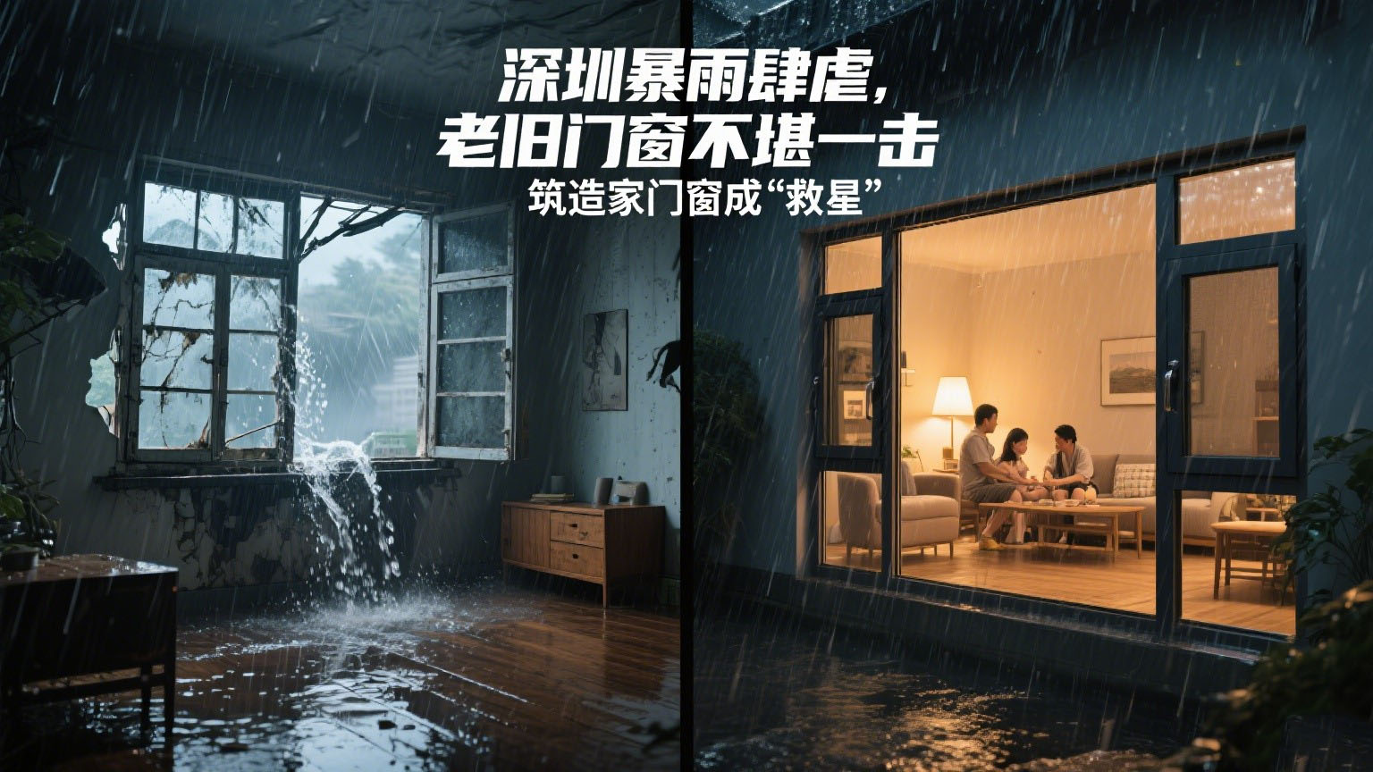 深圳暴雨肆虐，老旧门窗不堪一击，筑造家门窗成 “救星”