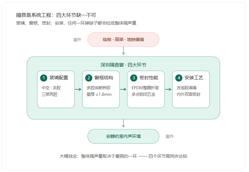 深圳临街、靠地铁房子如何做隔音窗？四大环节缺一不可。筑造家(图8)
